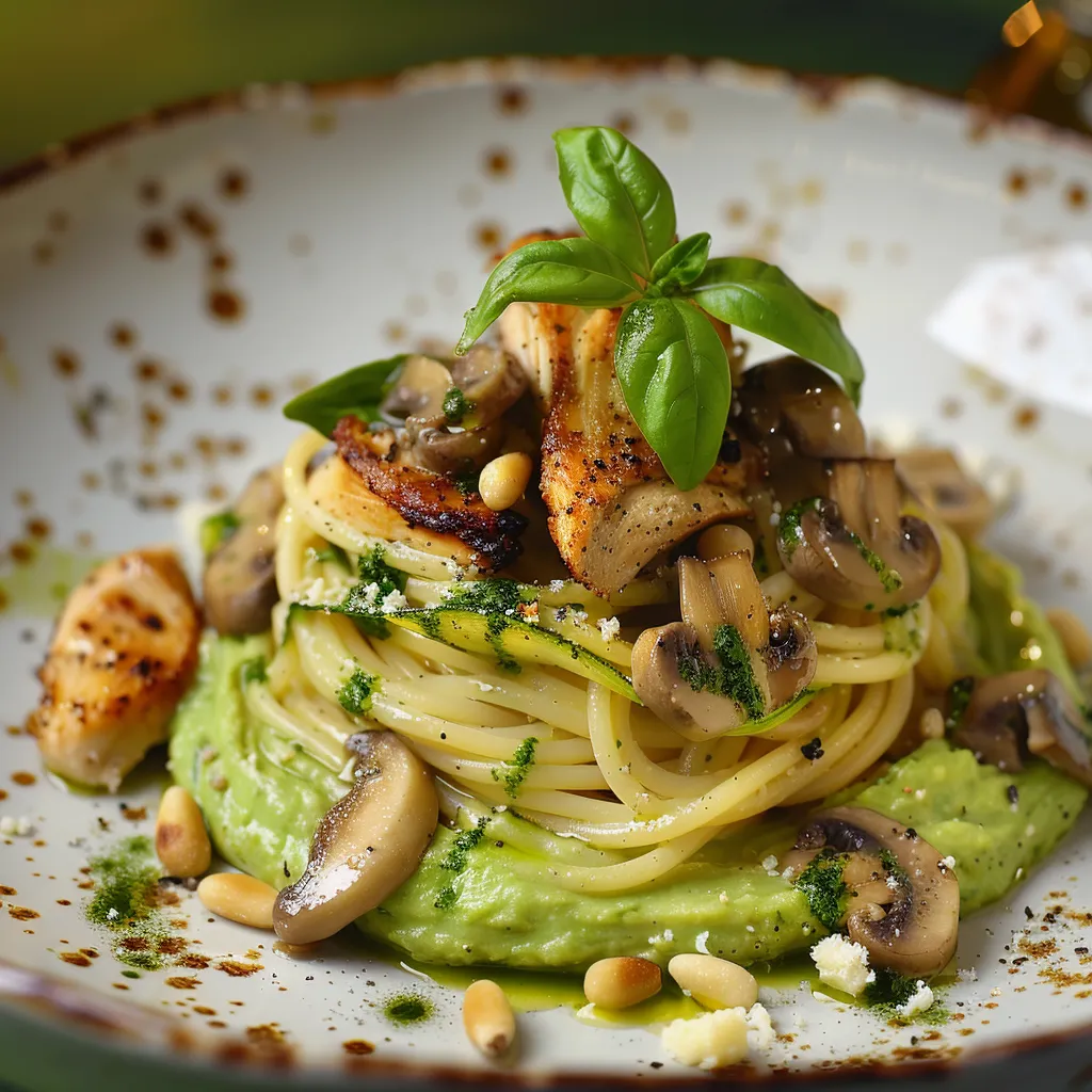 Poulet et courgettes avec spaghettis