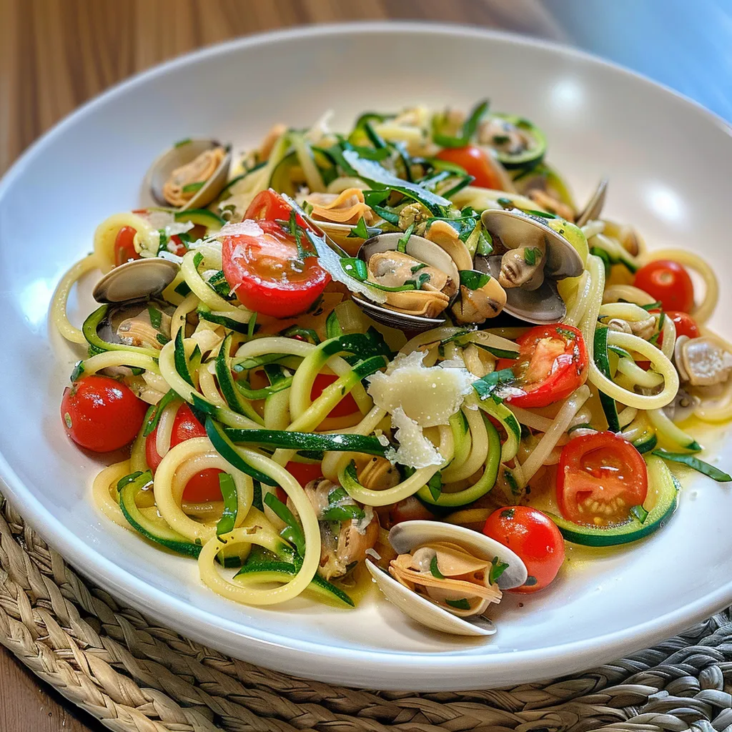 Faites des spaghettis aux palourdes et légumes croquants