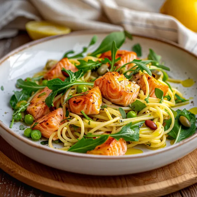 Saumon fèves spaghettis frais