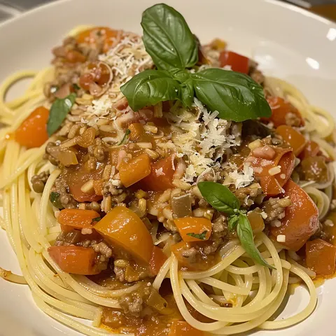 Délicieux spaghettis avec sauce bolognaise au porc