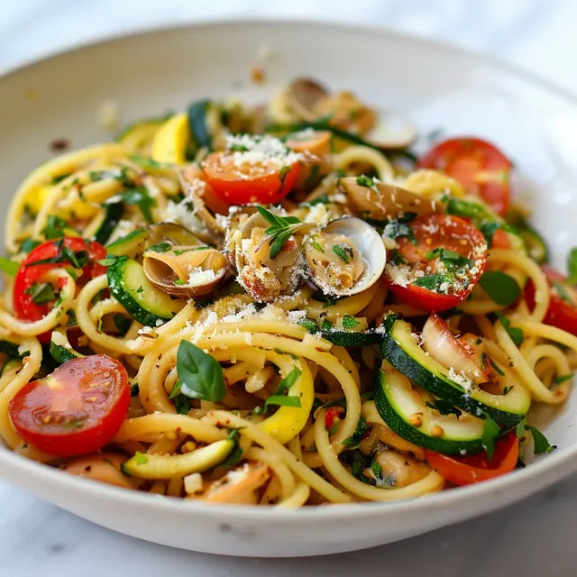 Palourdes fraîches et courgettes dans un plat élégant