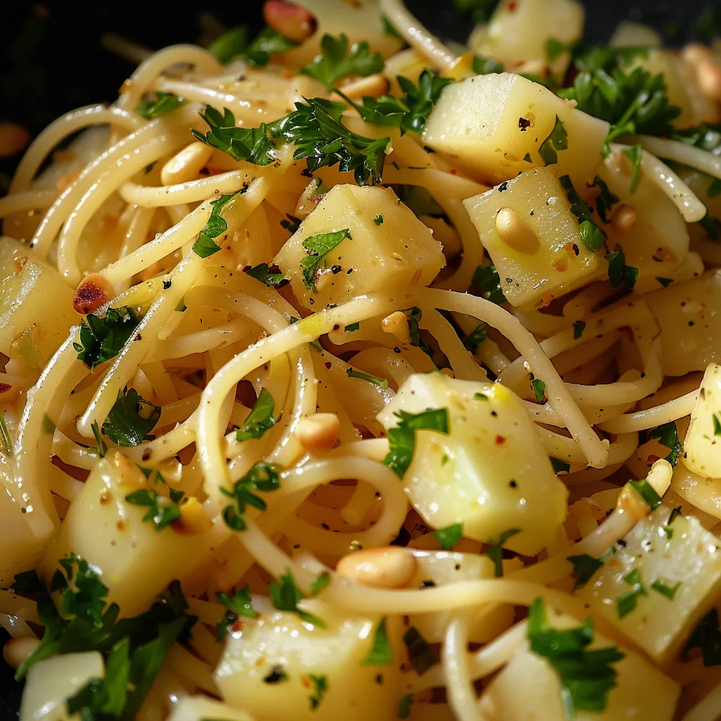 Spaghettis au pistou parmesan qui fond