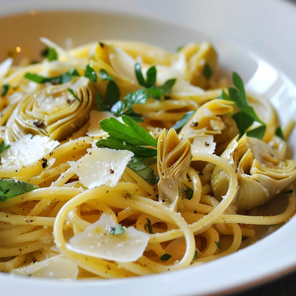 Savoureux spaghettis artichauts