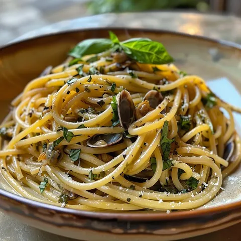 Savoureux spaghettis ail basilic
