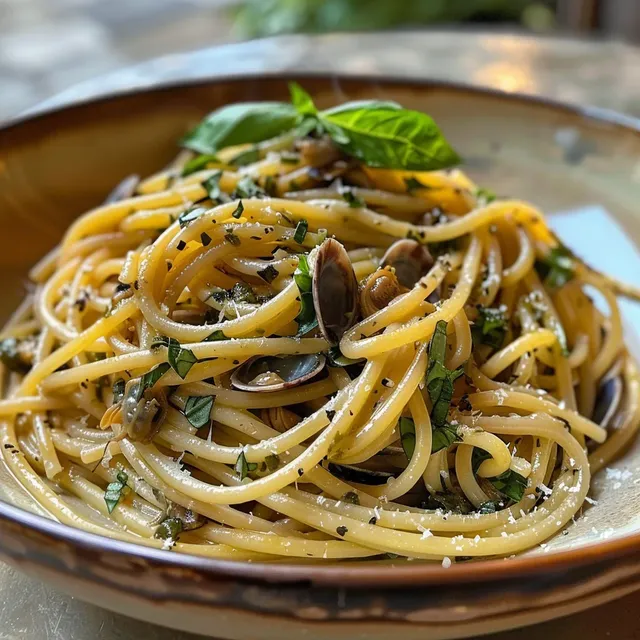 Savoureux spaghettis ail basilic