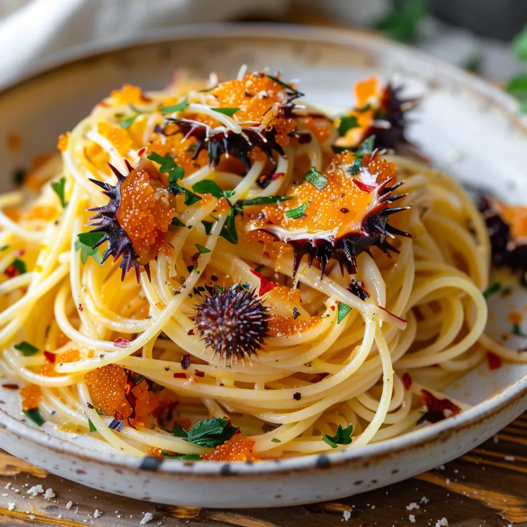 Spaghettis aux oursins goûteux