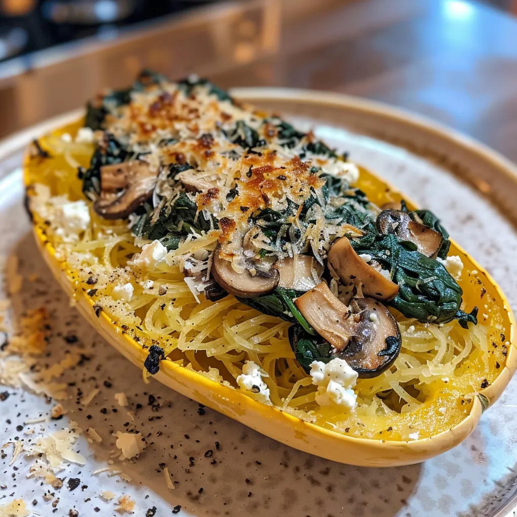 Spaghetti courge farcie épinards fromage savoureuse