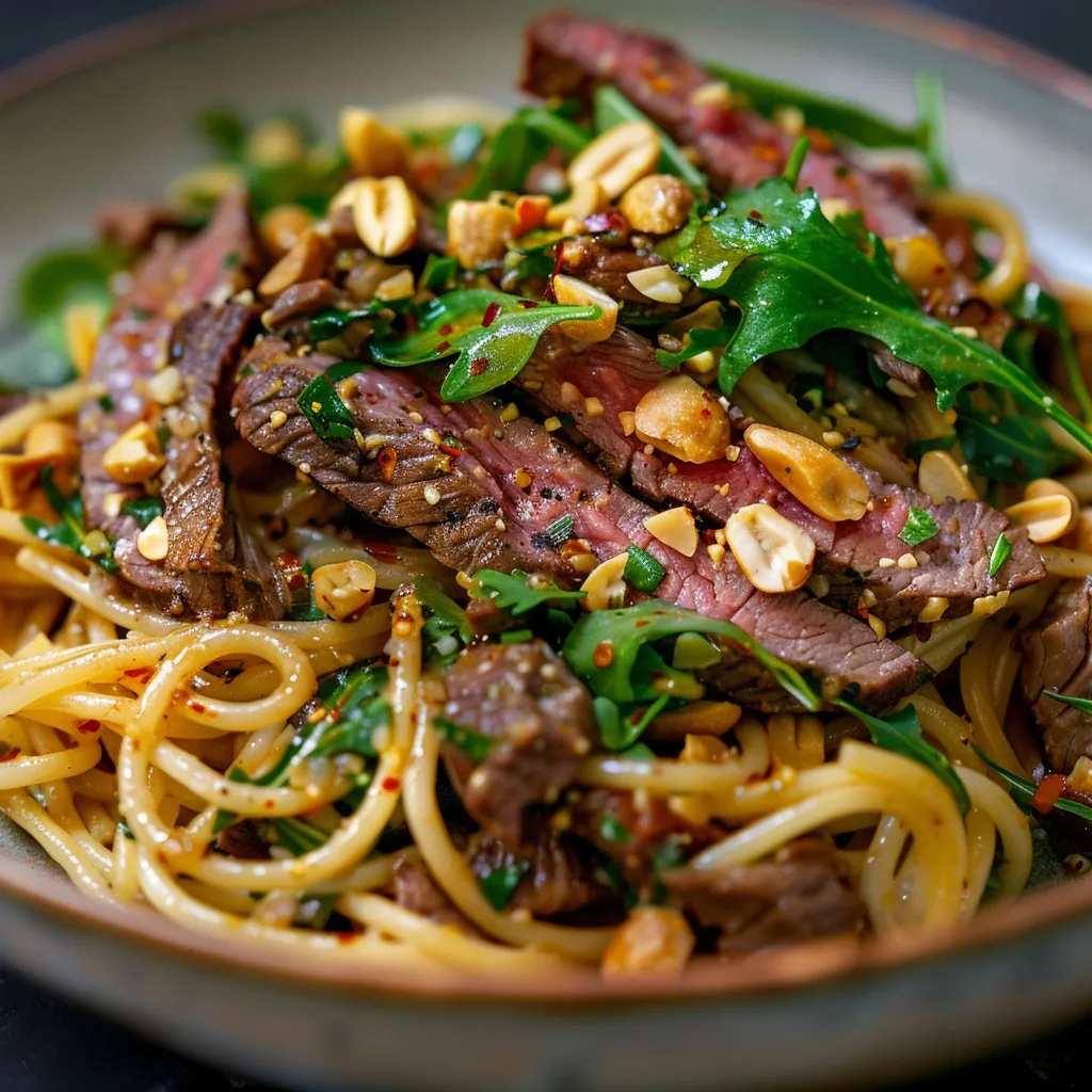 Fais-toi plaisir avec des spaghettis au bœuf et cacahuètes