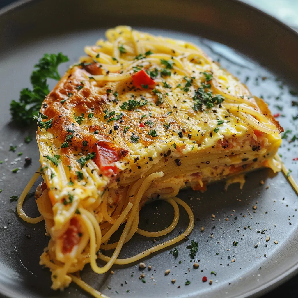 Frittata crémeuse aux spaghettis et œufs