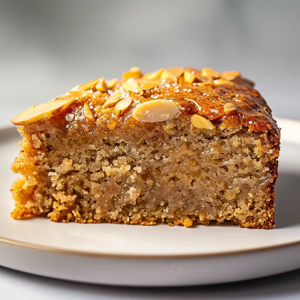 Moelleux à la banane avec amandes caramélisées sur le dessus