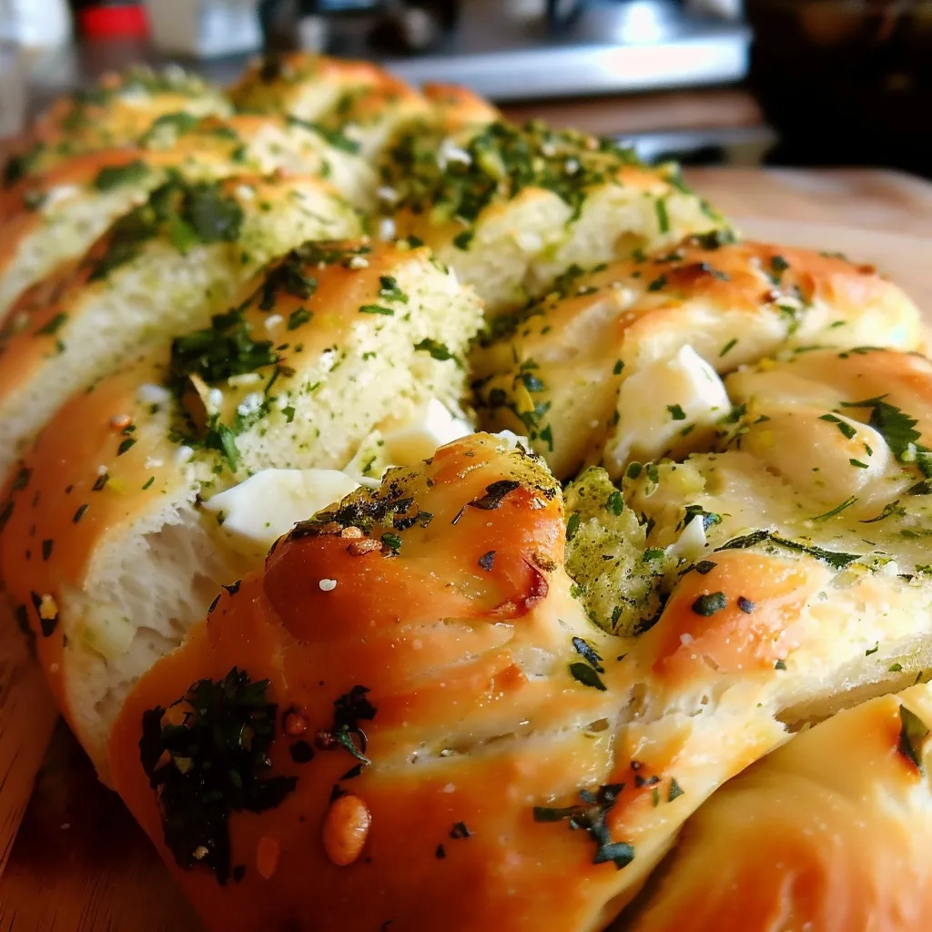 Pain effeuillé moelleux à l’ail et mozzarella