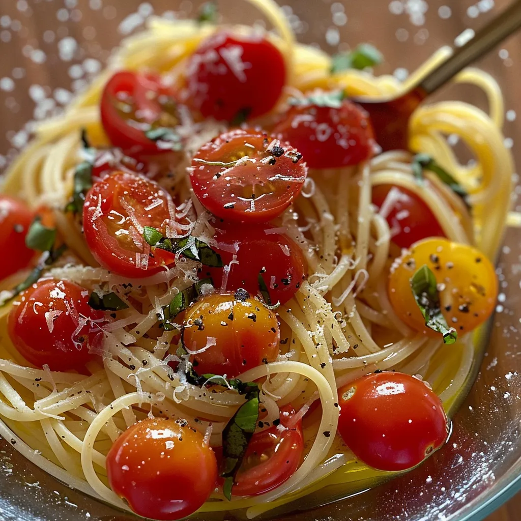 Pâtes d'été aux tomates et basilic frais