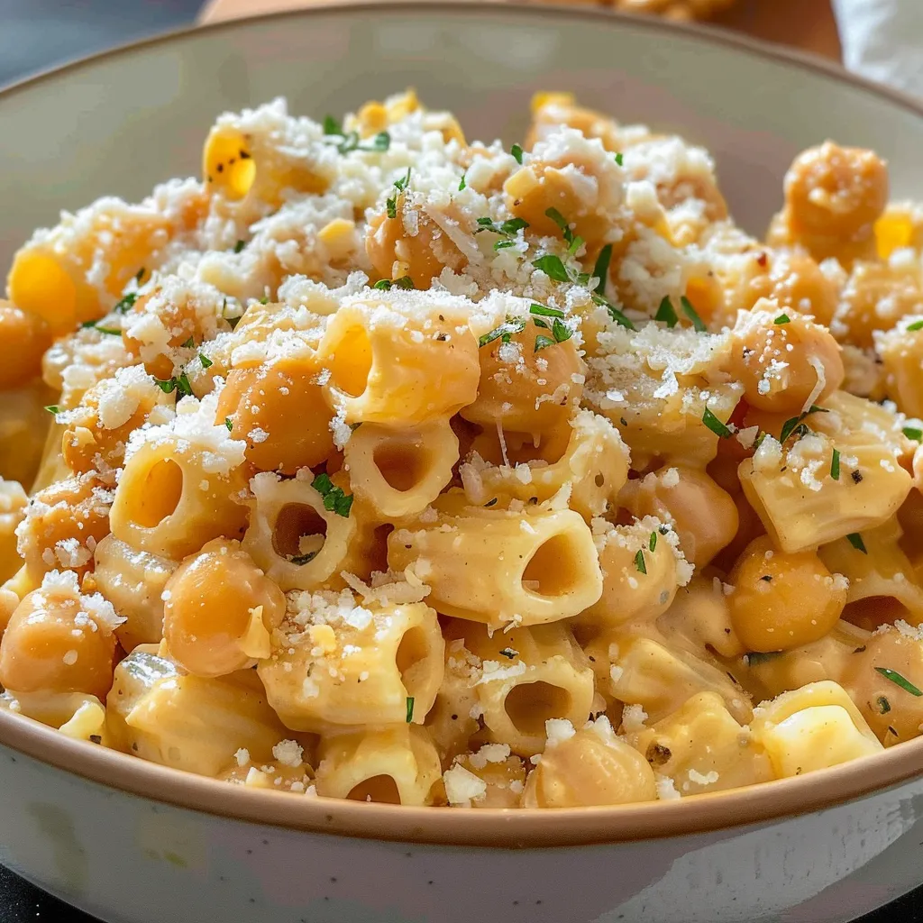 Plat de pâtes aux pois chiches