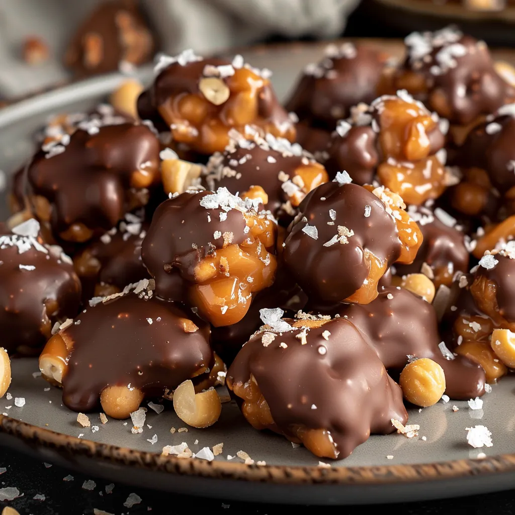 Grappes croustillantes cacahuète caramel chocolat