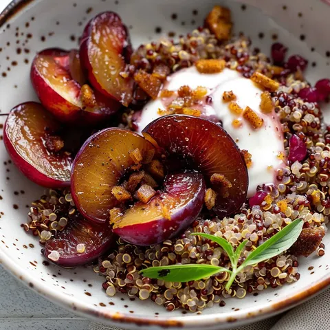 Prunes caramélisées quinoa cannelle