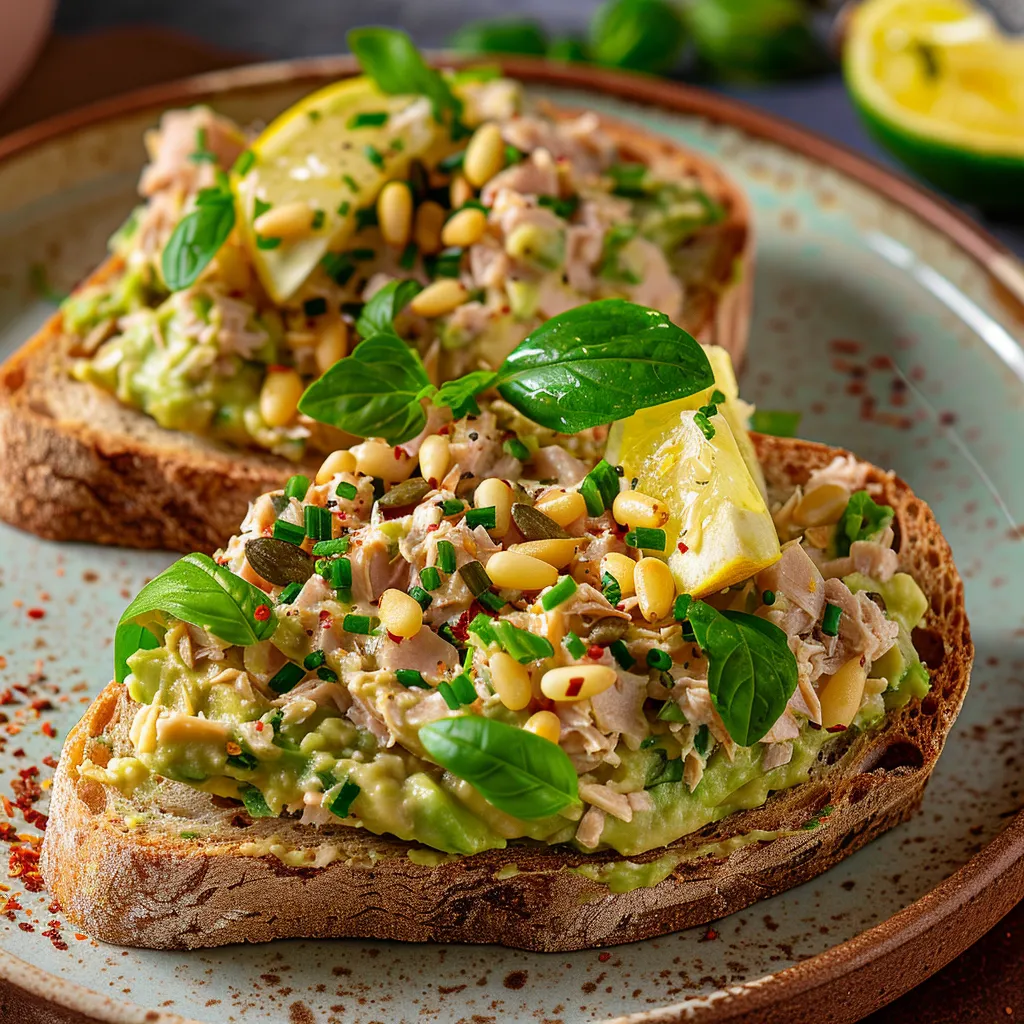 Thon avocat œufs sur tartine