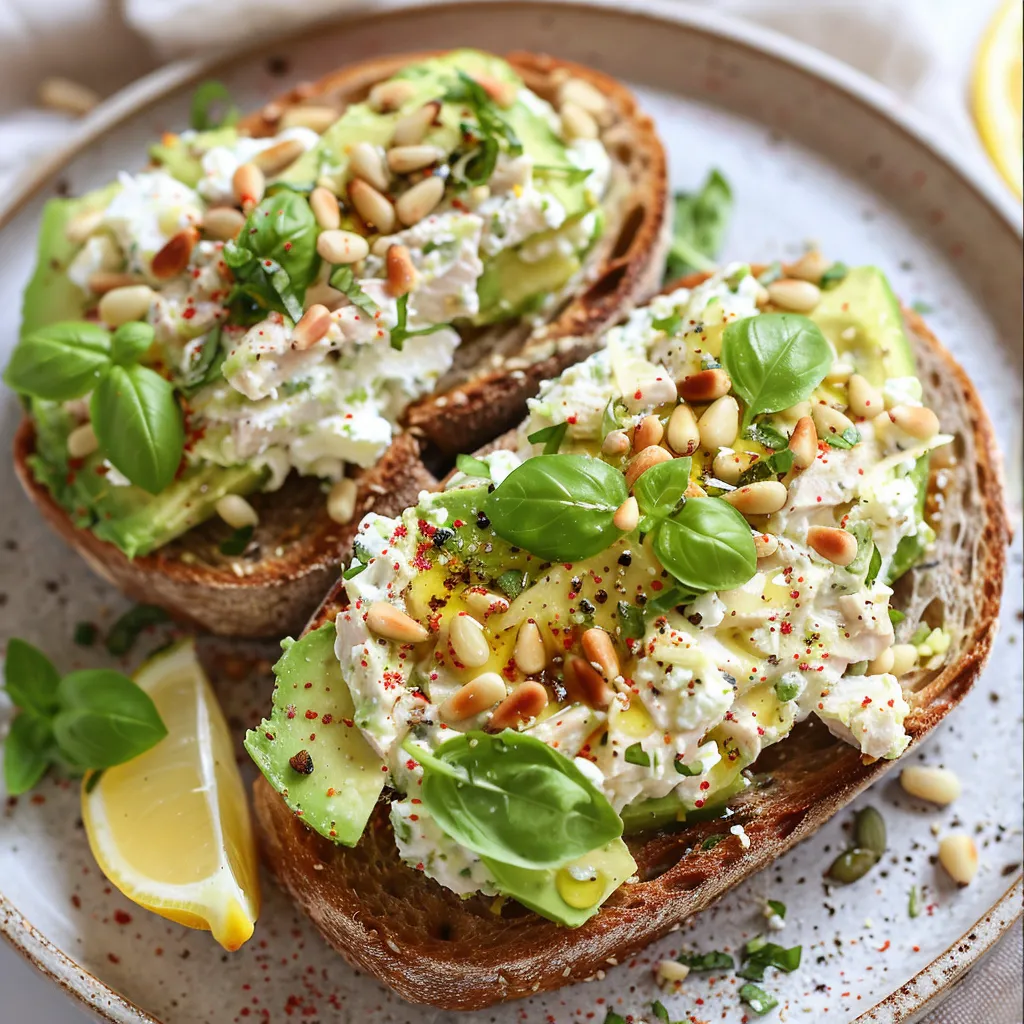 Tartine généreuse au thon, avocat et œuf