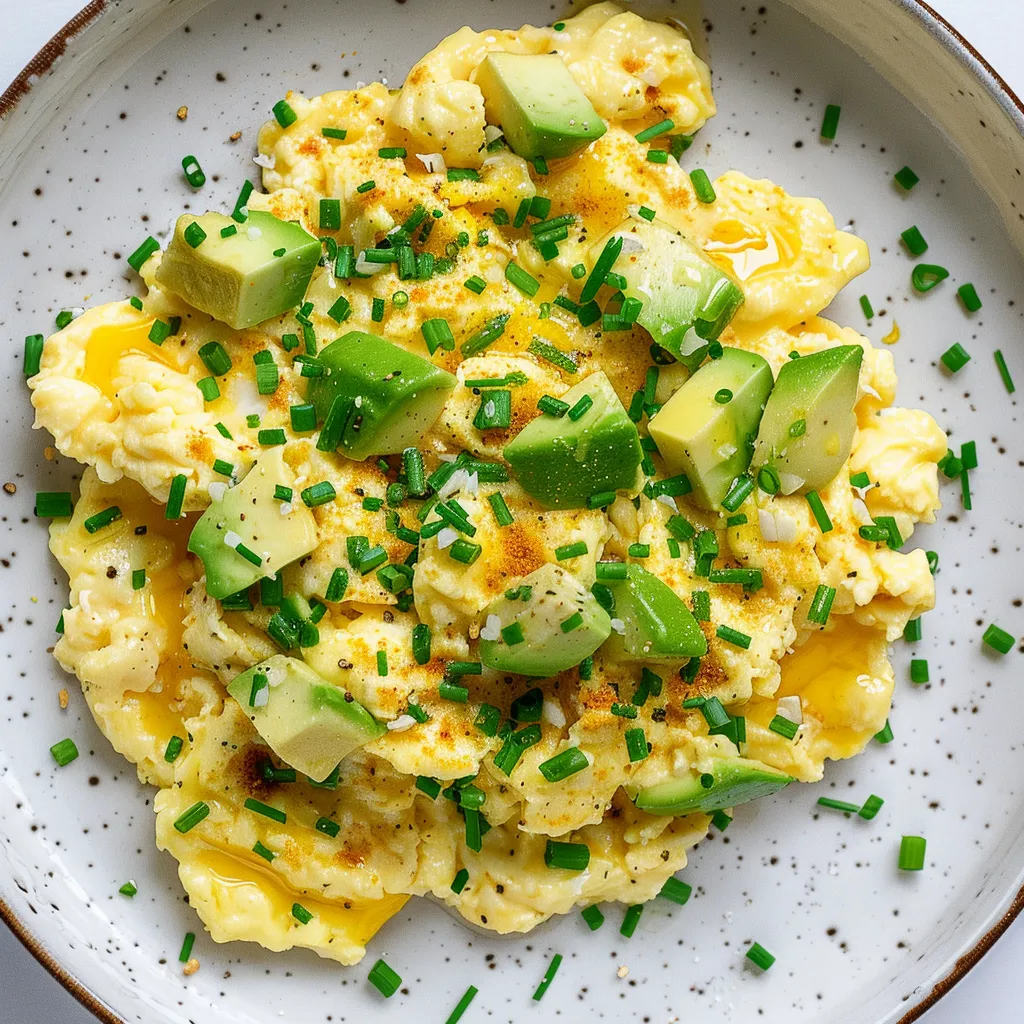 Oeufs brouillés onctueux à l'avocat