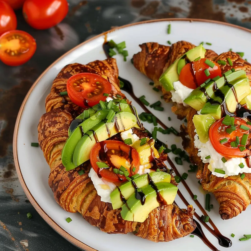 Tartine gourmande au croissant, avocat et miel