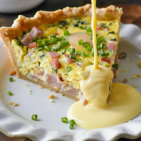 Œufs et quiche hollandaise servi tiède
