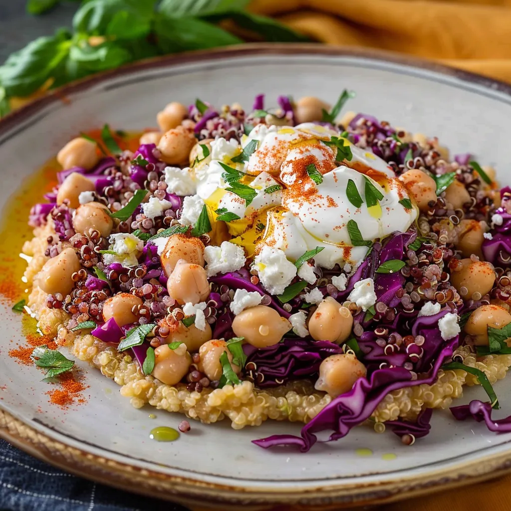Salade de quinoa extra croquante au chou rouge et feta