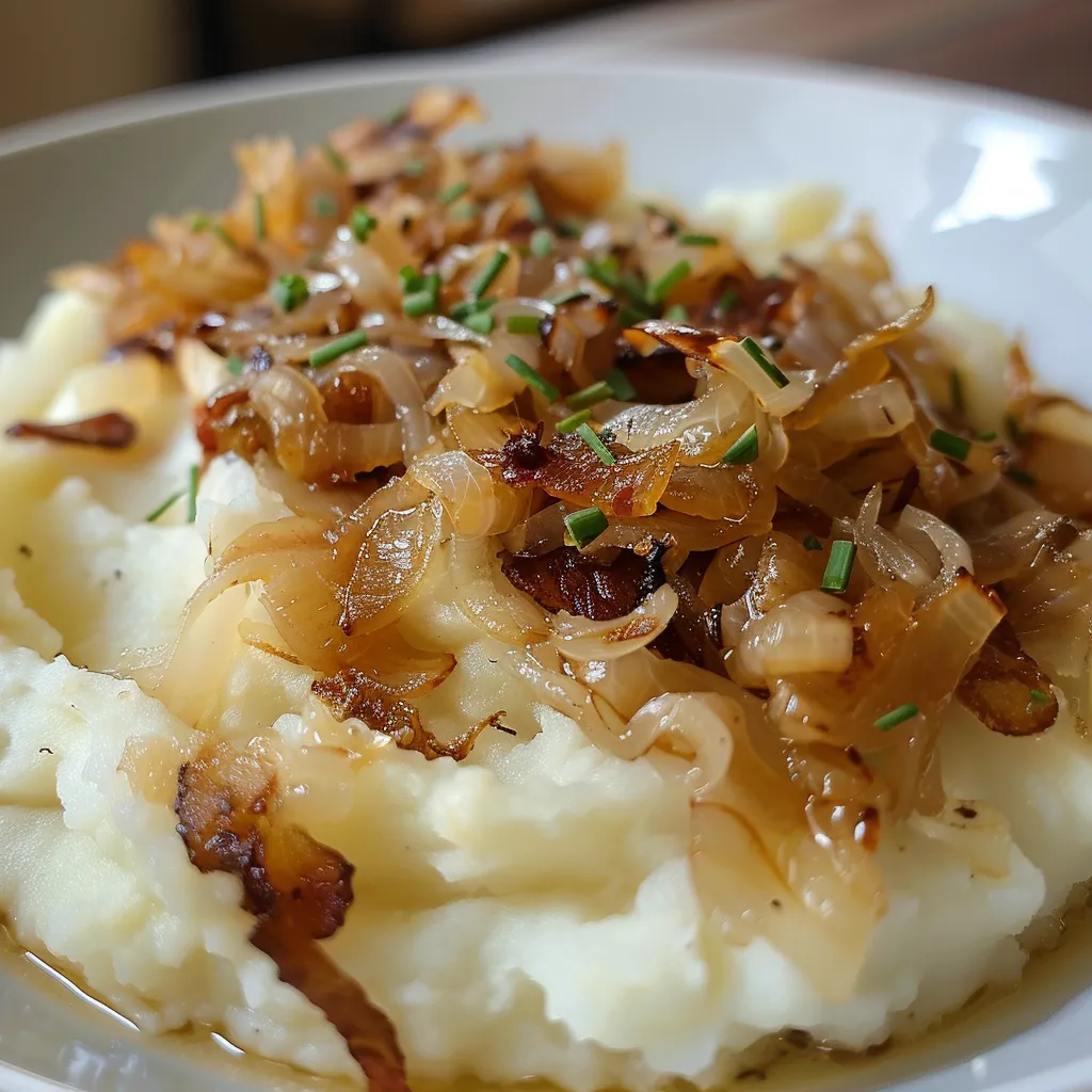 Purée crémeuse et lardons caramélisés