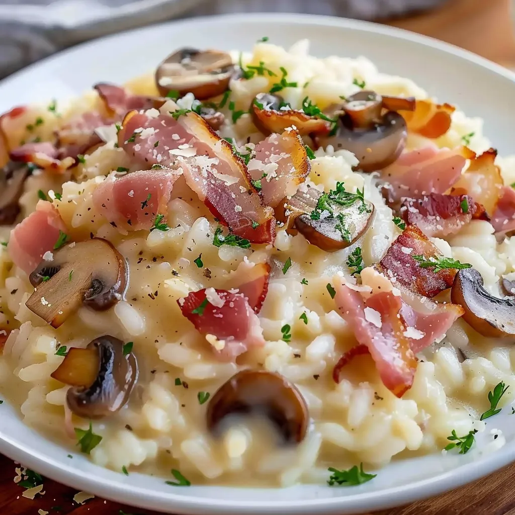 Plat aux lardons et champignons