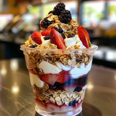 Fruits et muesli en verrines