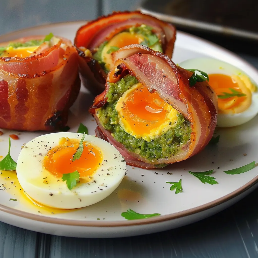 Avocat garni œuf et lard