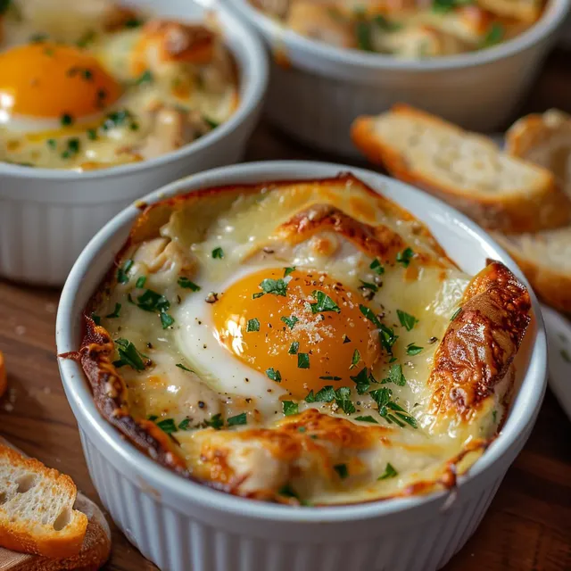 Oeufs cocotte poulet fromage