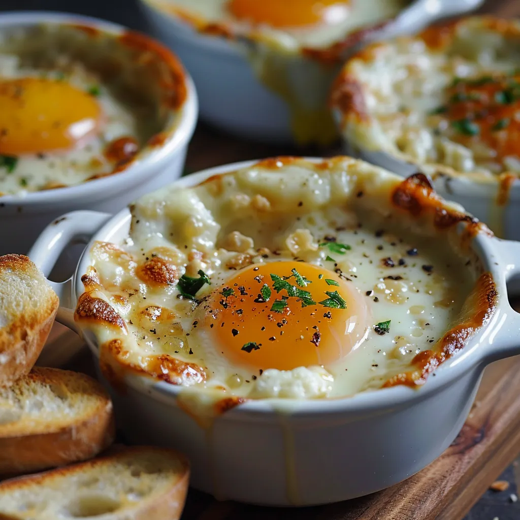 Oeuf cocotte poulet fromage