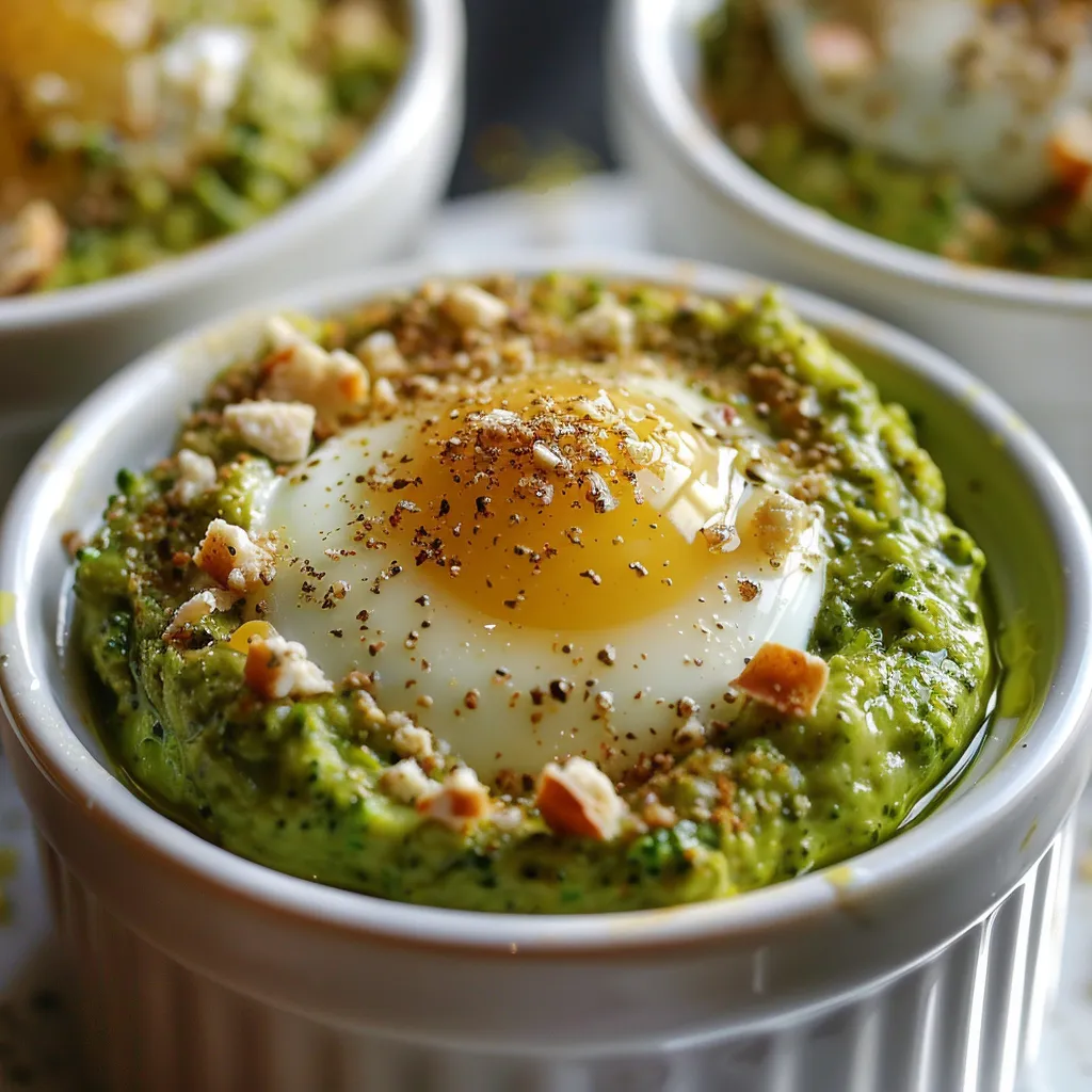 Oeufs cocotte roquefort en préparation