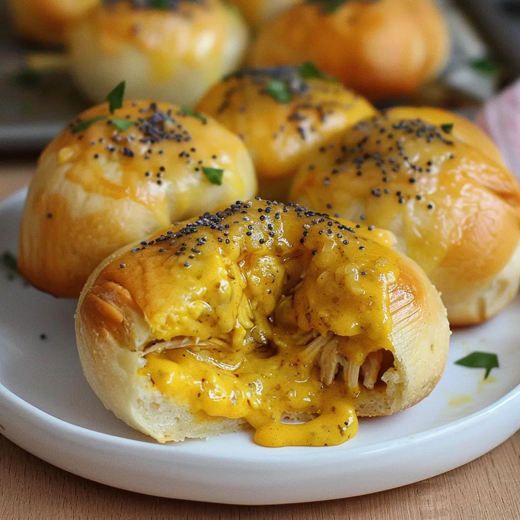 Petits pains dorés au poulet curry