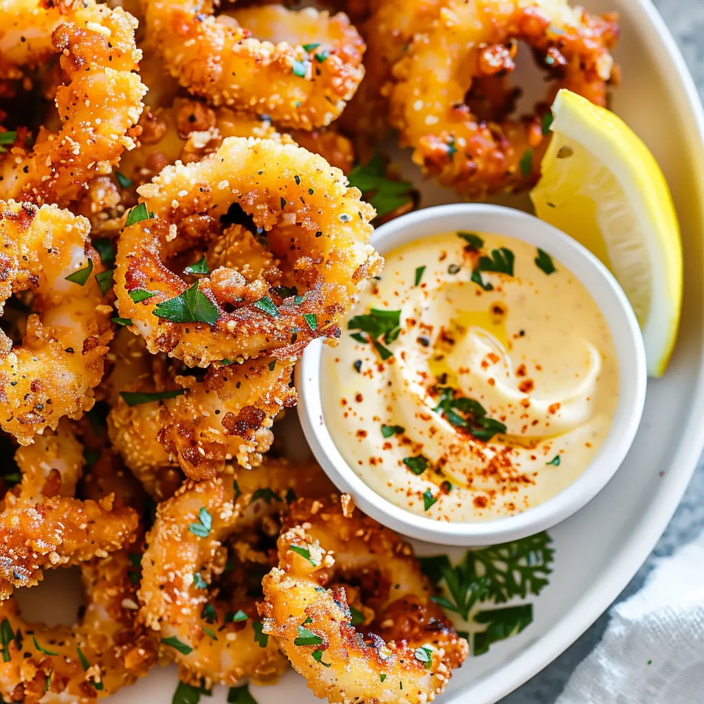 Fritures de calmars dorés avec mayo à l’ail