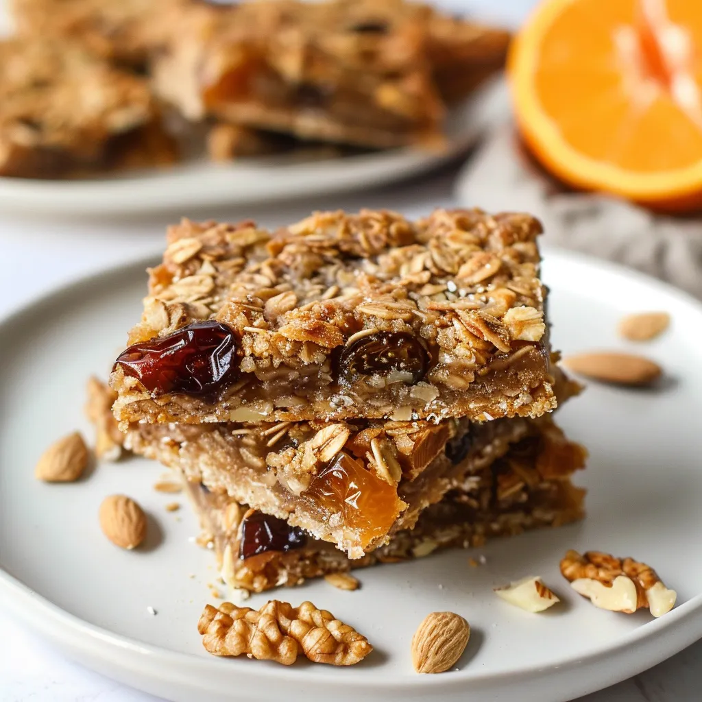 Carrés aux dattes avec croustillant avoine-amandes