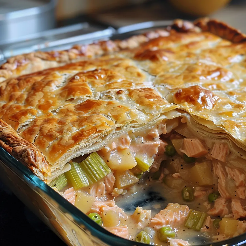 Tourte au saumon à la pâte dorée