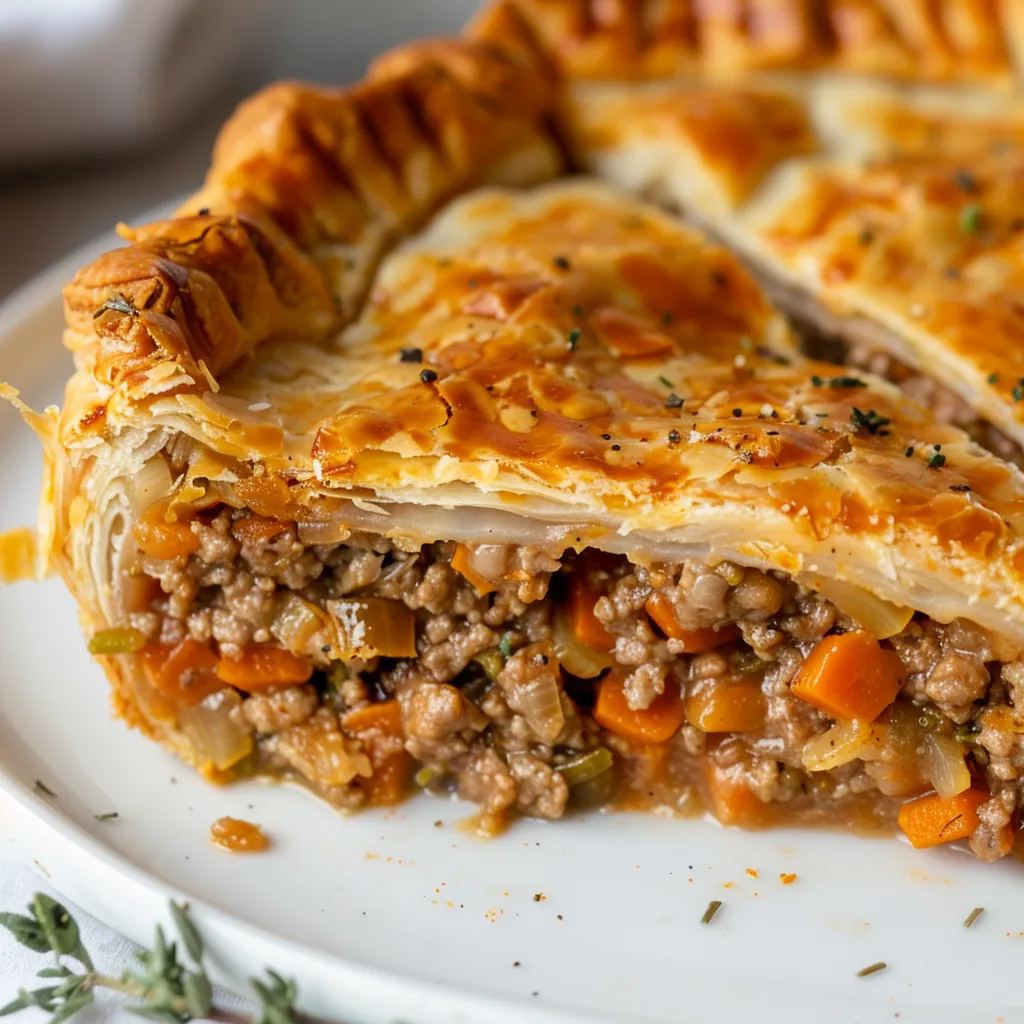 Tourtière québécoise maison en pâte dorée