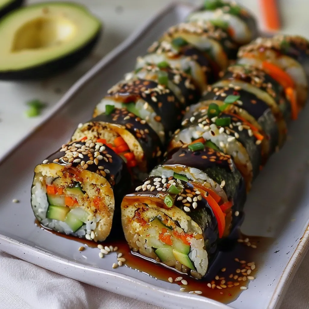 Préparez de bons rouleaux sushi avec tofu croustillant et légumes frais