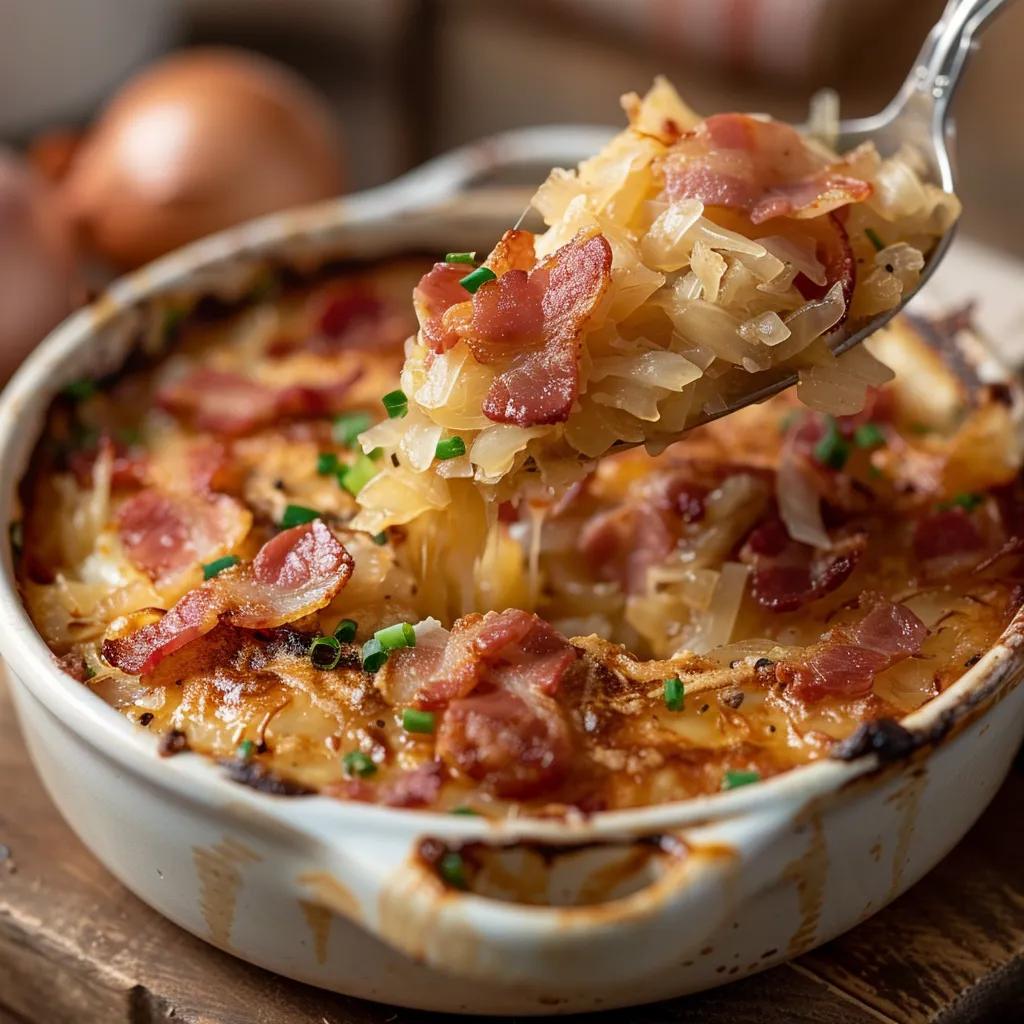 Gratin généreux à la choucroute et bacon