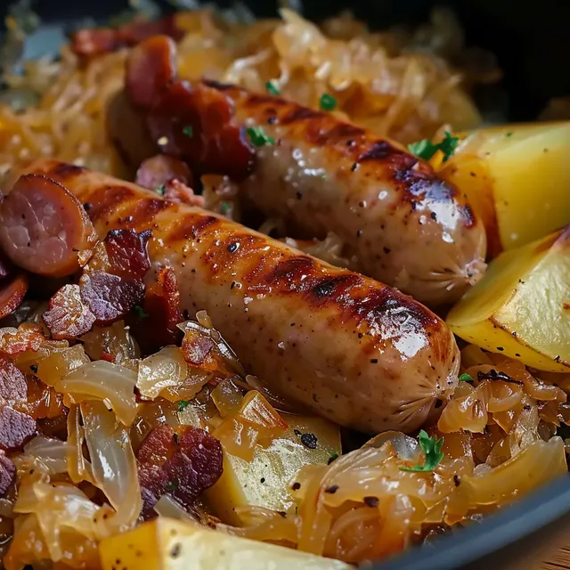 Choucroute pommes et bratwurst