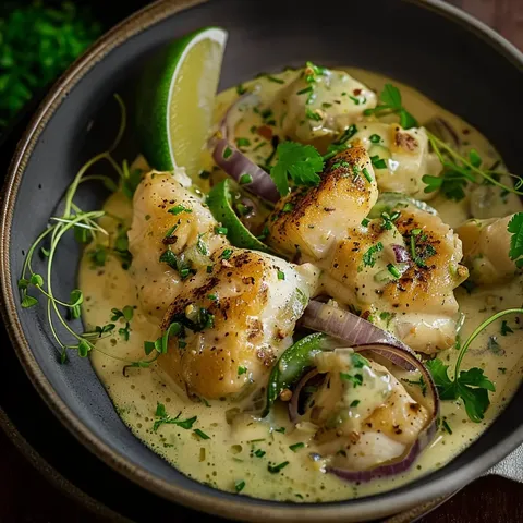 Plat vibrant de cari vert au poulet