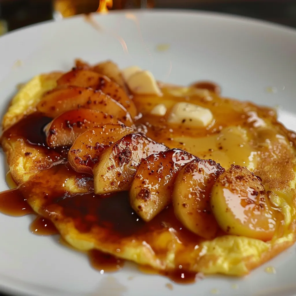 Belle omelette flambée pomme et érable