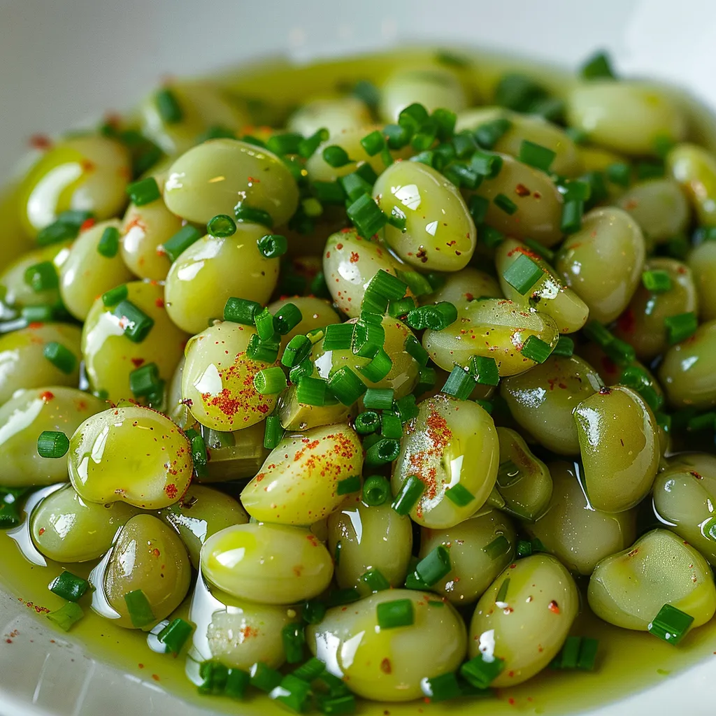 Prépare une salade de fèves avec sa sauce maison