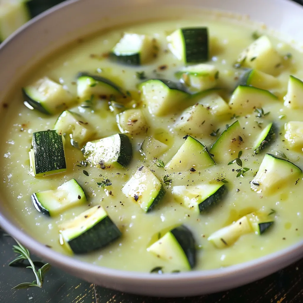 Soupe de courgettes crémeuse et fromage frais