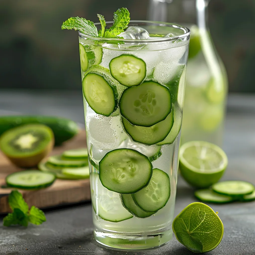 Boisson fraîche concombre et citron vert, pleine de peps