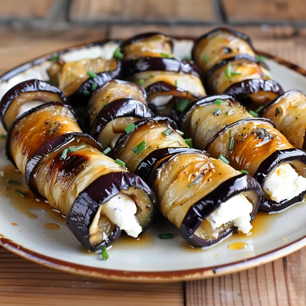 Aubergines roulées au chèvre frais