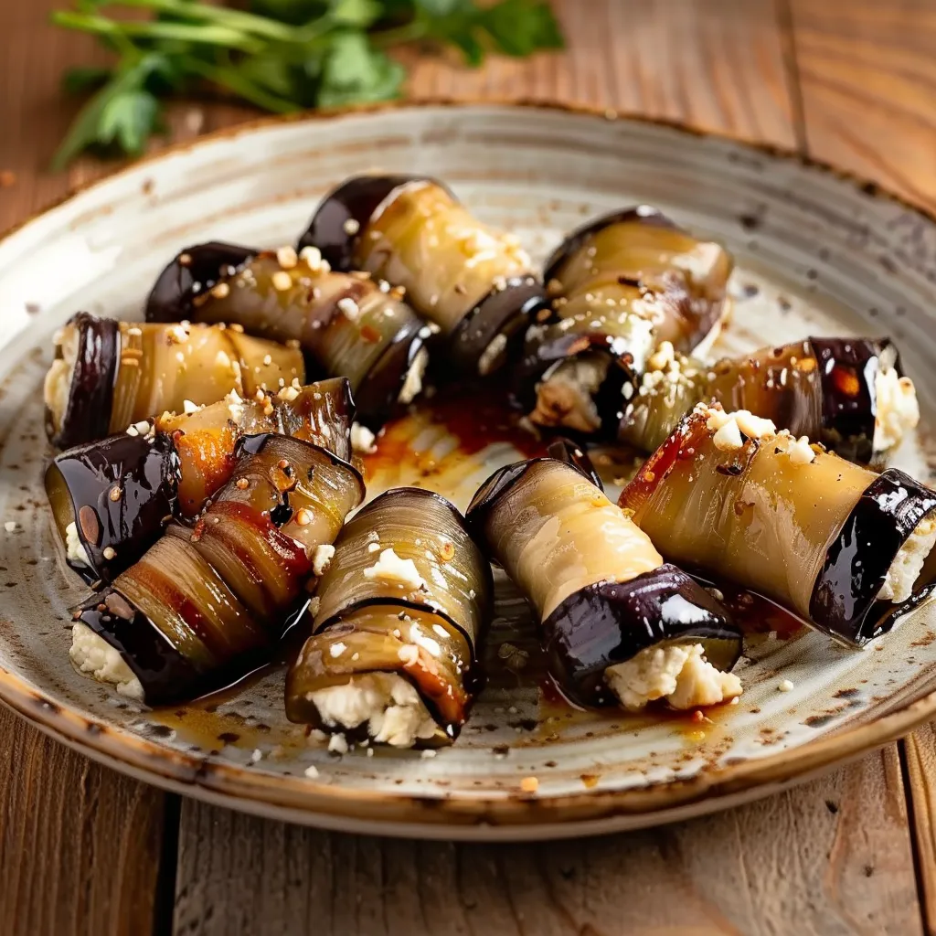 Aubergines roulées fondantes et chèvre tout doux