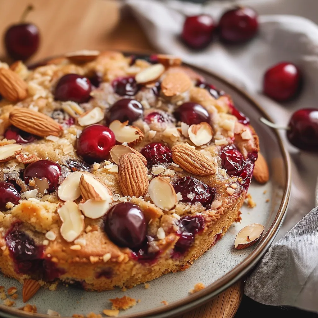 Gâteau aux cerises et amandes signé Cyril Lignac