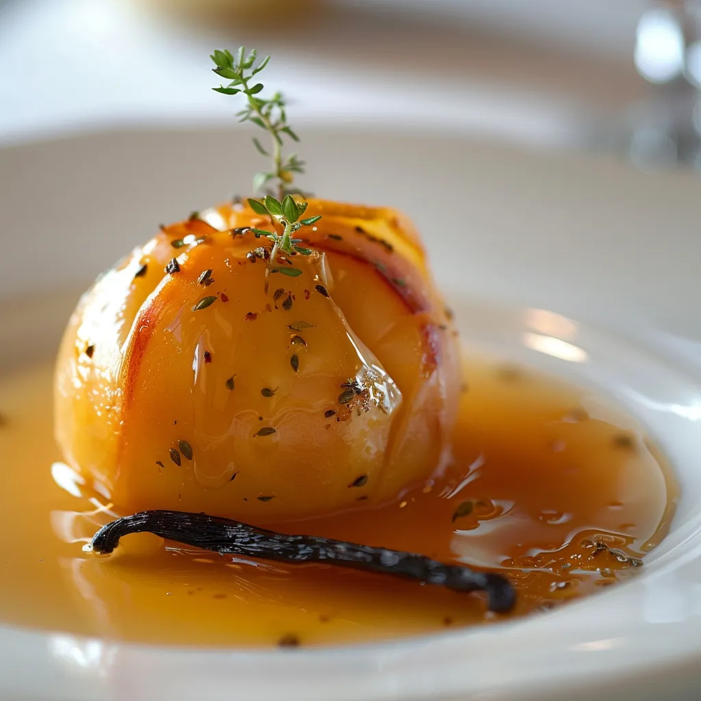 Pêches en papillote vanille