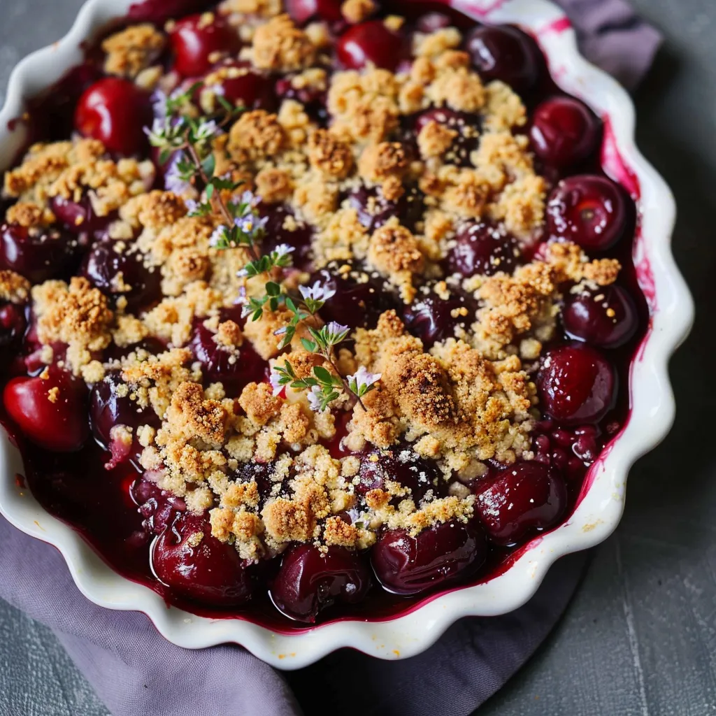 Crumble aux cerises et citron vert façon Nina Métayer